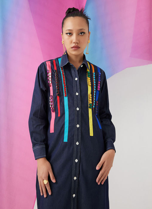 Rover Denim Embroidered Shirt Dress