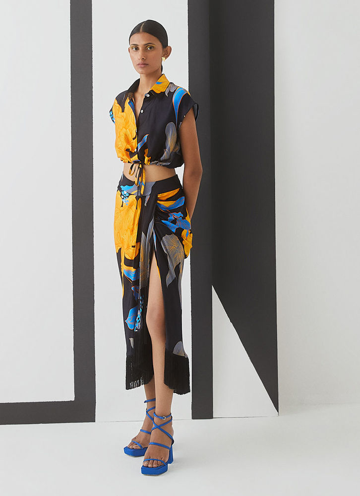 Picture of Starry Night Draped Skirt And Crop Top