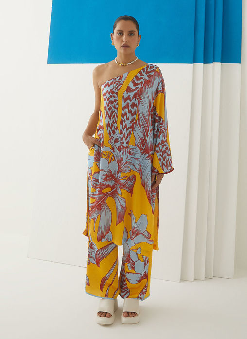 Picture of Tropical One Shoulder Kurta And Pants