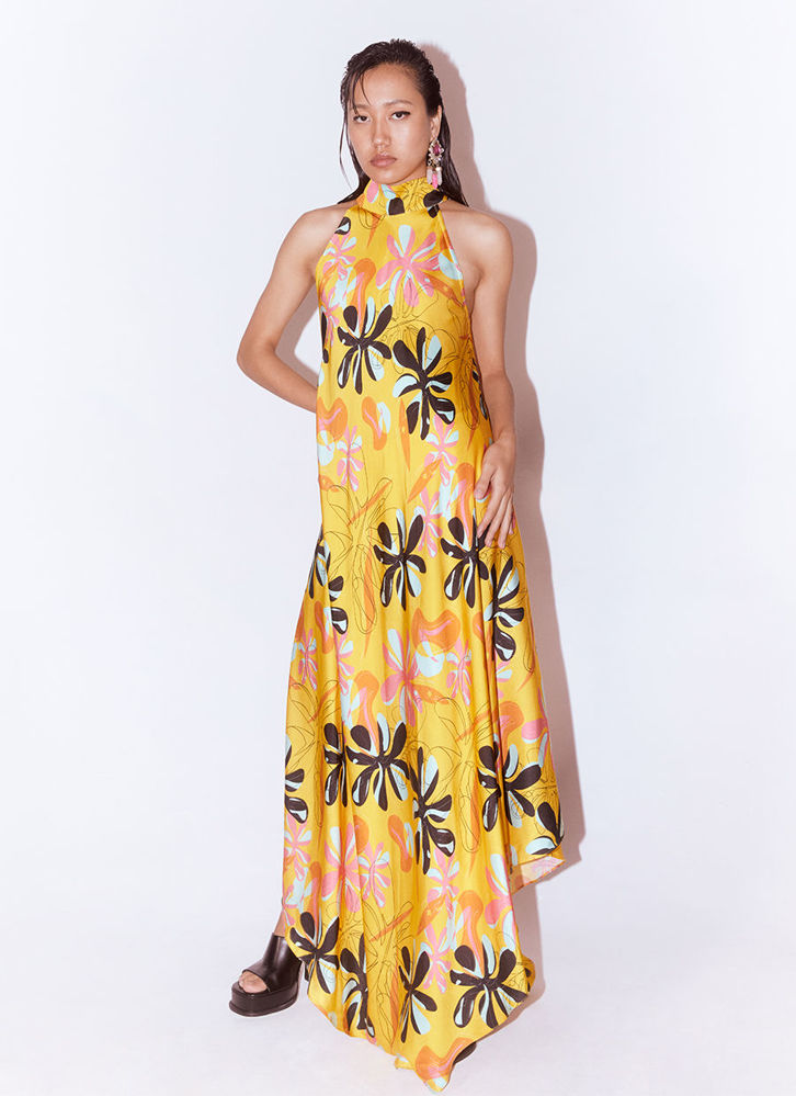 Picture of Yellow Dahlia Halter Dress