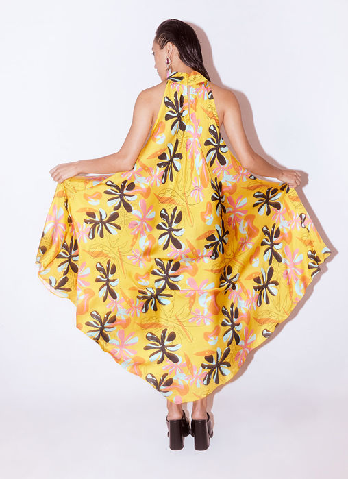 Yellow Dahlia Halter Dress