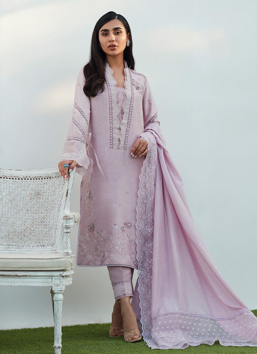 Picture of Birdie Mauve Silk Embroidered Shirt and Dupatta