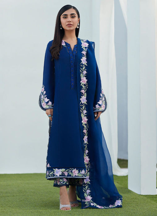 Picture of Han Navy Embroidered Shirt and Dupatta