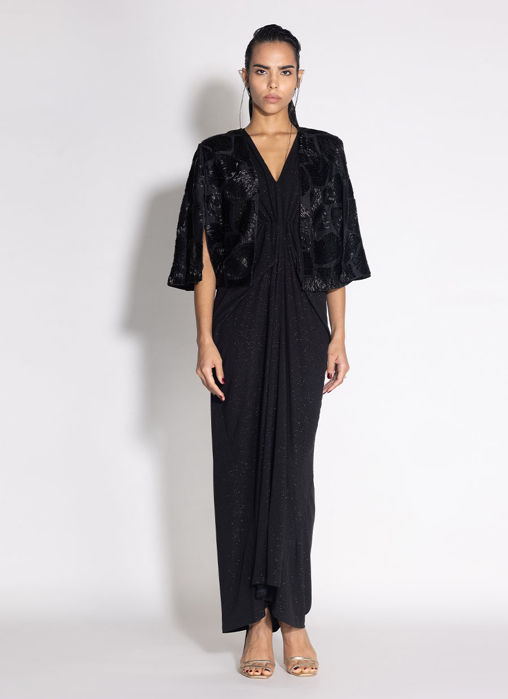 Picture of Pleated Dress with Wave Cape