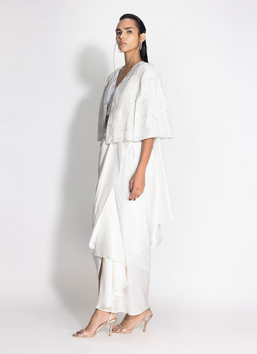 Masai Godet Sari with Masai Top and Wave Cape