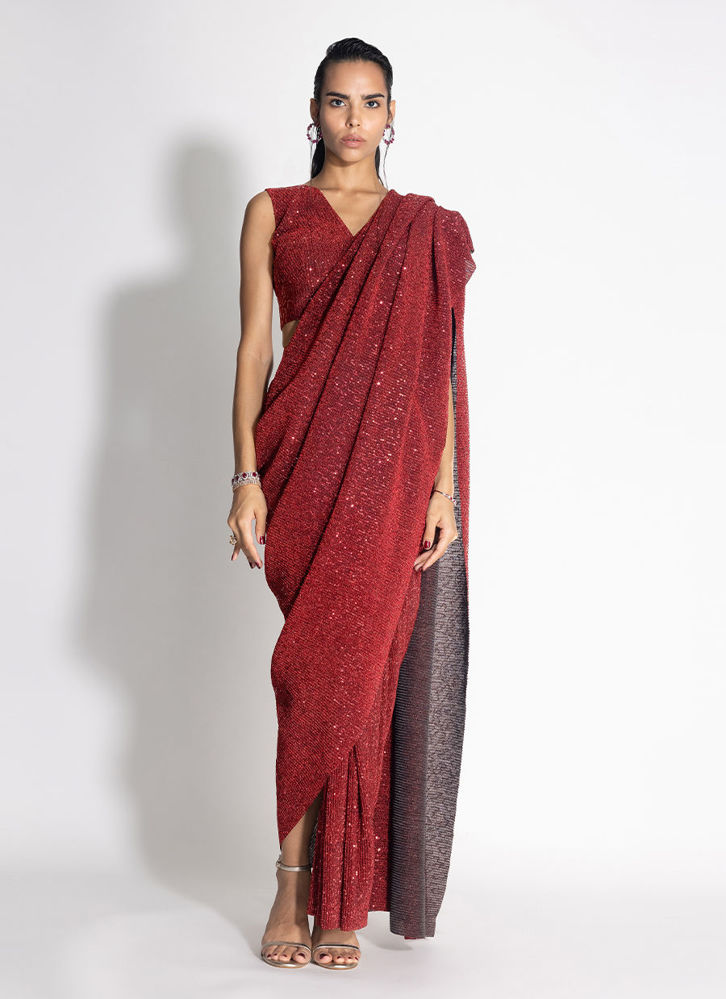 Picture of Sequins Sari with AQS Top