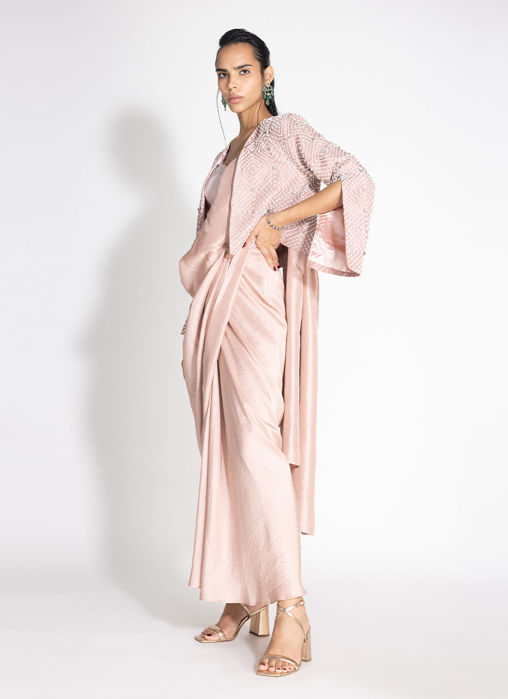 Masai Godet Sari with Ruffle Blouse and Regent Jacket