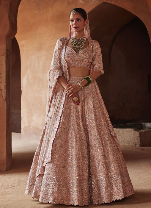 Picture of BLUSH PINK RAW SILK LEHENGA CHOLI SET