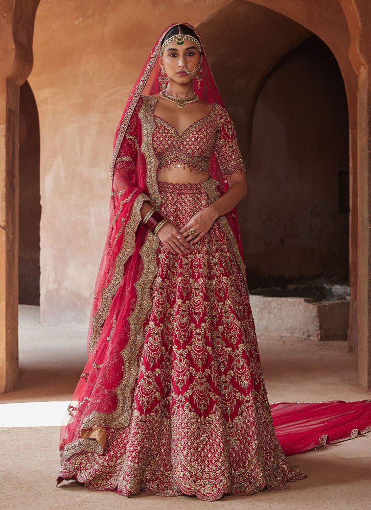 Picture of BLOOD RED LEHENGA CHOLI SET