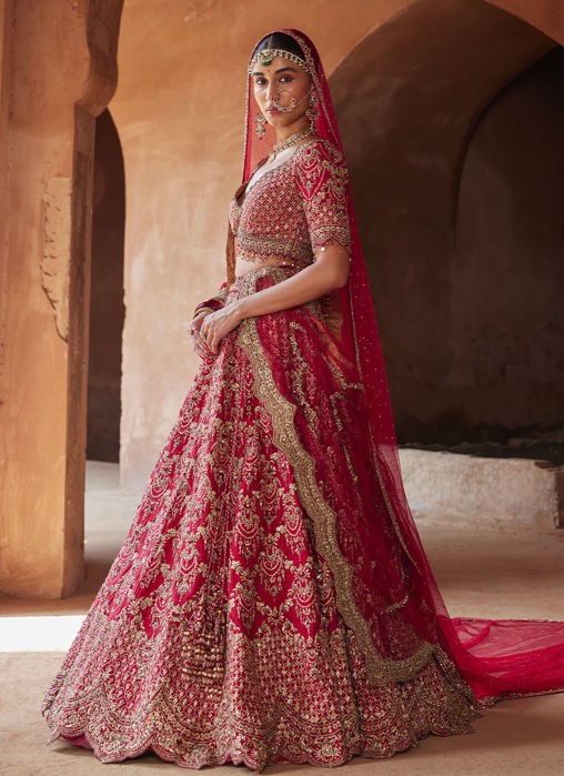BLOOD RED LEHENGA CHOLI SET