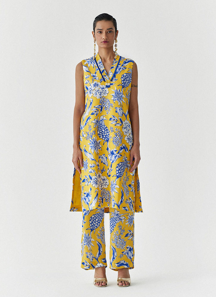 Picture of YELLOW PINEAPPLE KURTA and PANTS CO-ORD