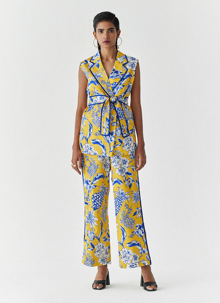 Picture of YELLOW PINEAPPLE BLAZER and PANTS CO-ORD