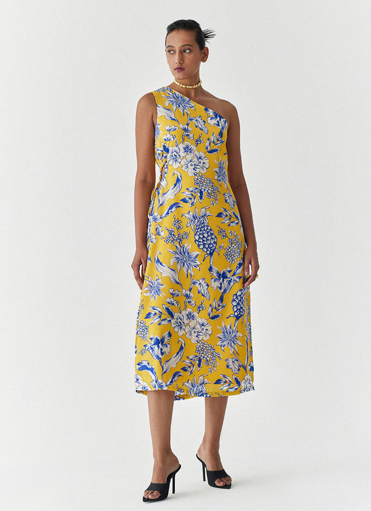 Picture of YELLOW PINEAPPLE ONE SHOULDER DRESS