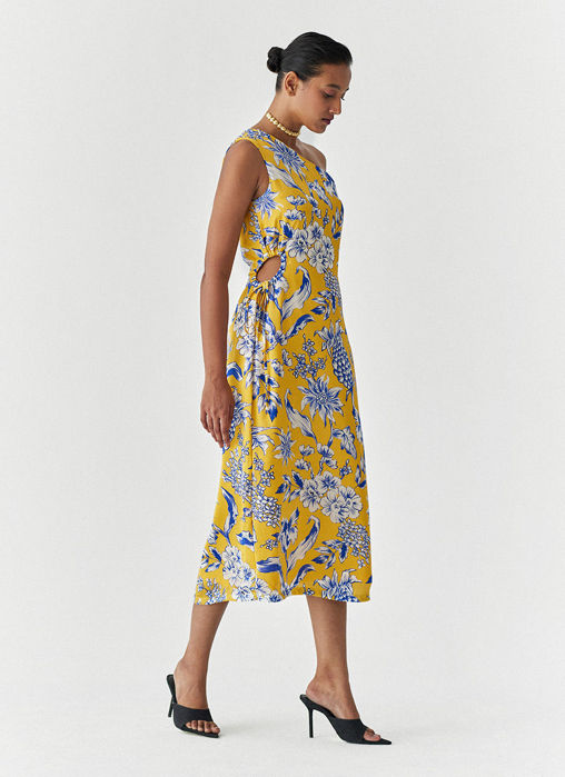 YELLOW PINEAPPLE ONE SHOULDER DRESS