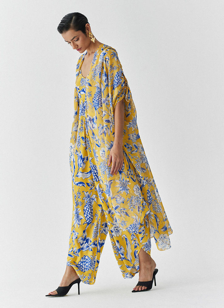 Picture of YELLOW PINEAPPLE ORGANZA DRAW STRING CAPE