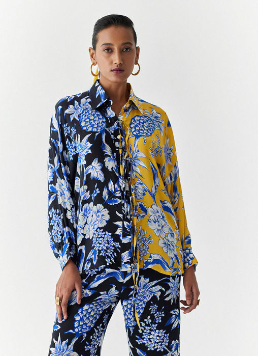 BLACK/YELLOW PINEAPPLE SHIRT and TROUSERS CO-ORD
