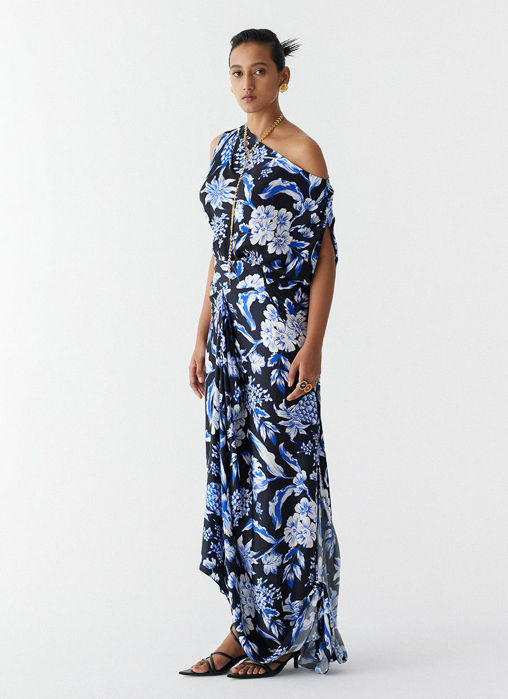 Picture of BLACK PINEAPPLE DRAPED TOP and KNOT SKIRT