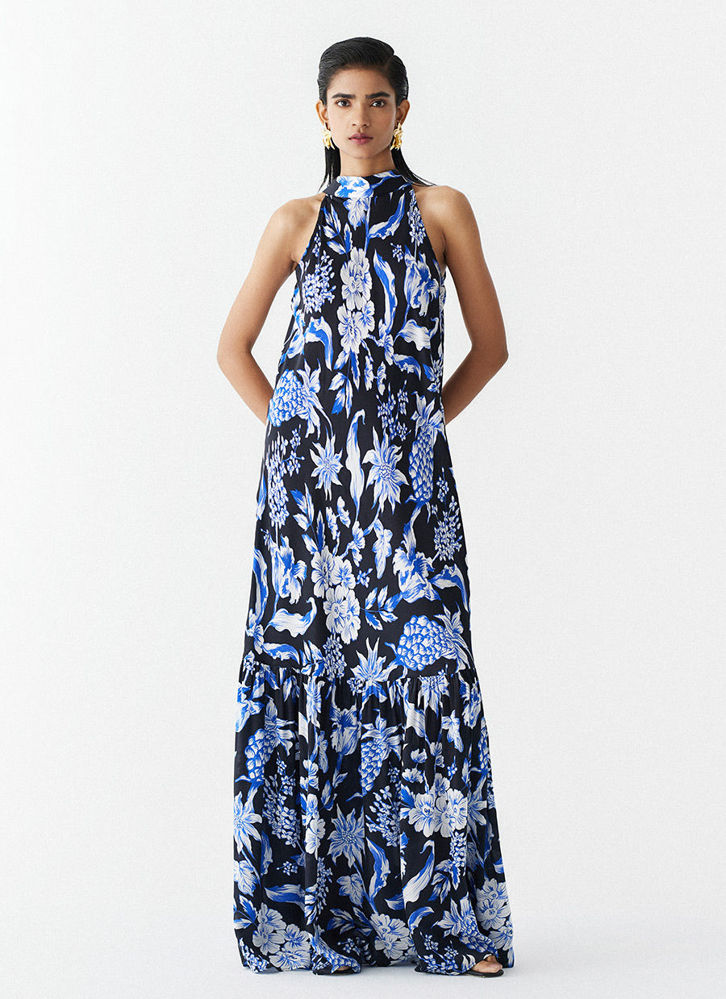 Picture of BLACK PINEAPPLE HALTER DRESS