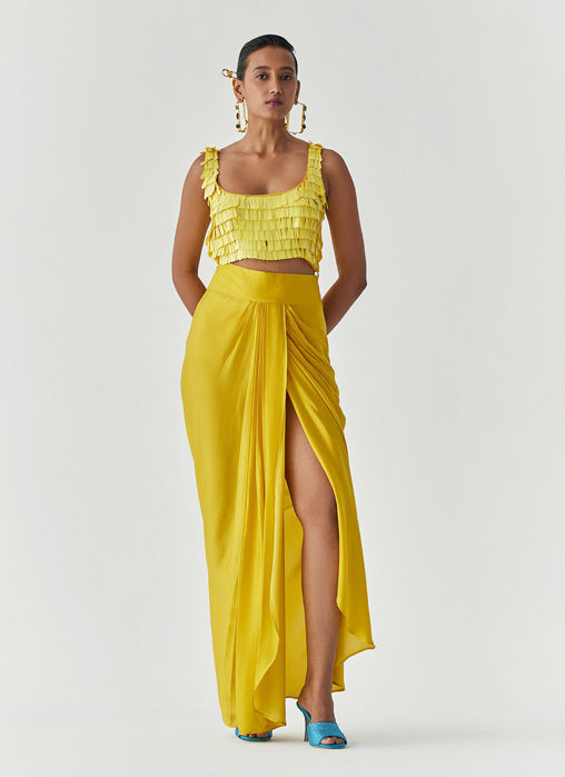 Picture of CANARY SEQUIN BLOUSE and DRAPE SKIRT