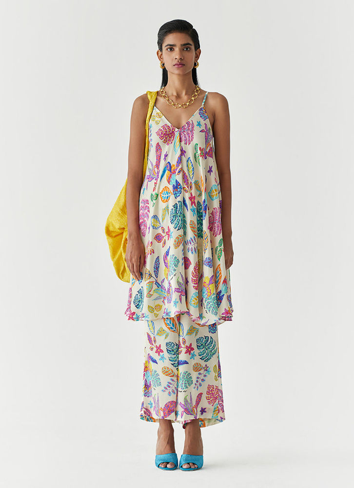 Picture of BIRD STRAPPY KURTA and FLARED TROUSERS CO-ORD