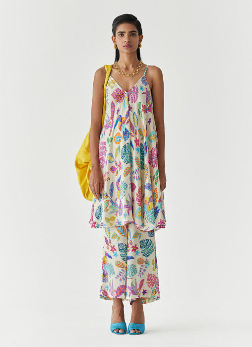 Picture of BIRD STRAPPY KURTA and FLARED TROUSERS CO-ORD