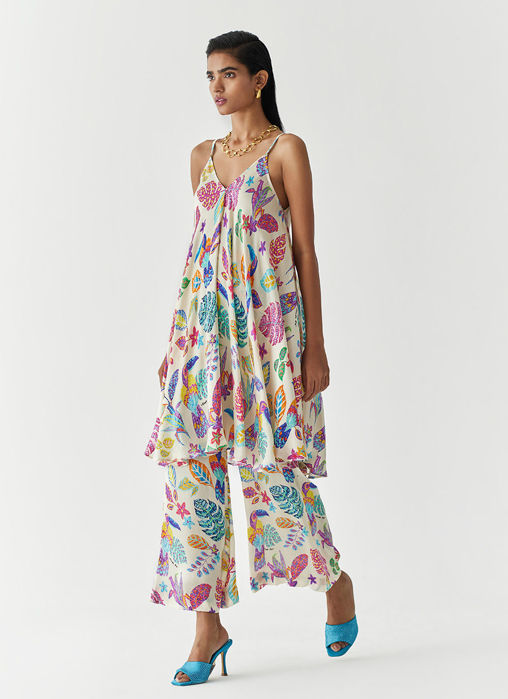 BIRD STRAPPY KURTA and FLARED TROUSERS CO-ORD