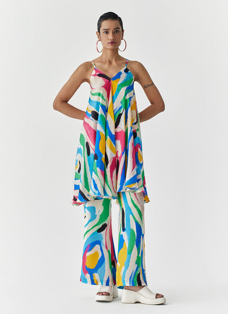 Picture of BRUSHSTROKE STRAPPY KURTA and FLARED TROUSERS CO-ORD