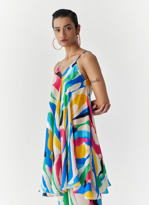 BRUSHSTROKE STRAPPY KURTA and FLARED TROUSERS CO-ORD