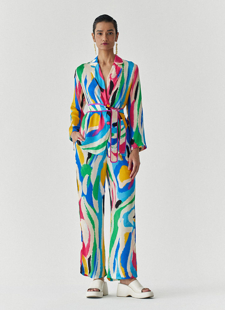 Picture of BRUSH STROKE BLAZER SHIRT and TROUSER CO-ORD