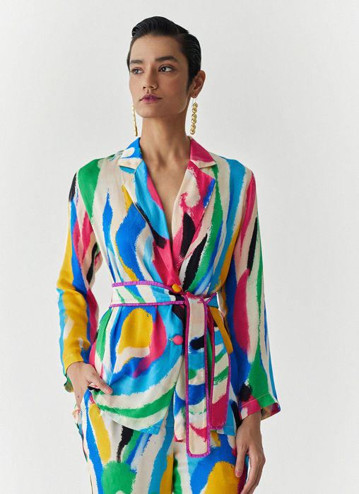 BRUSH STROKE BLAZER SHIRT and TROUSER CO-ORD