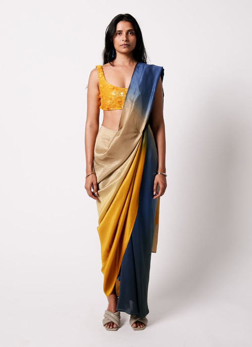 Picture of RiRi  Blouse with Ombre Masai Godet Sari