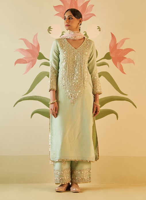 Picture of MINT GREEN TISSUE KURTA SET