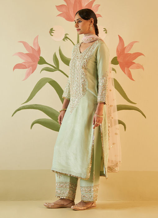 MINT GREEN TISSUE KURTA SET