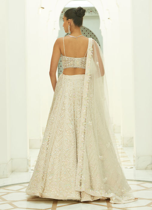 IVORY NET LEHENGA CHOLI SET