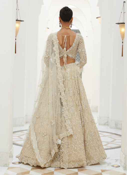 LIGHT BEIGE NET LEHENGA CHOLI SET