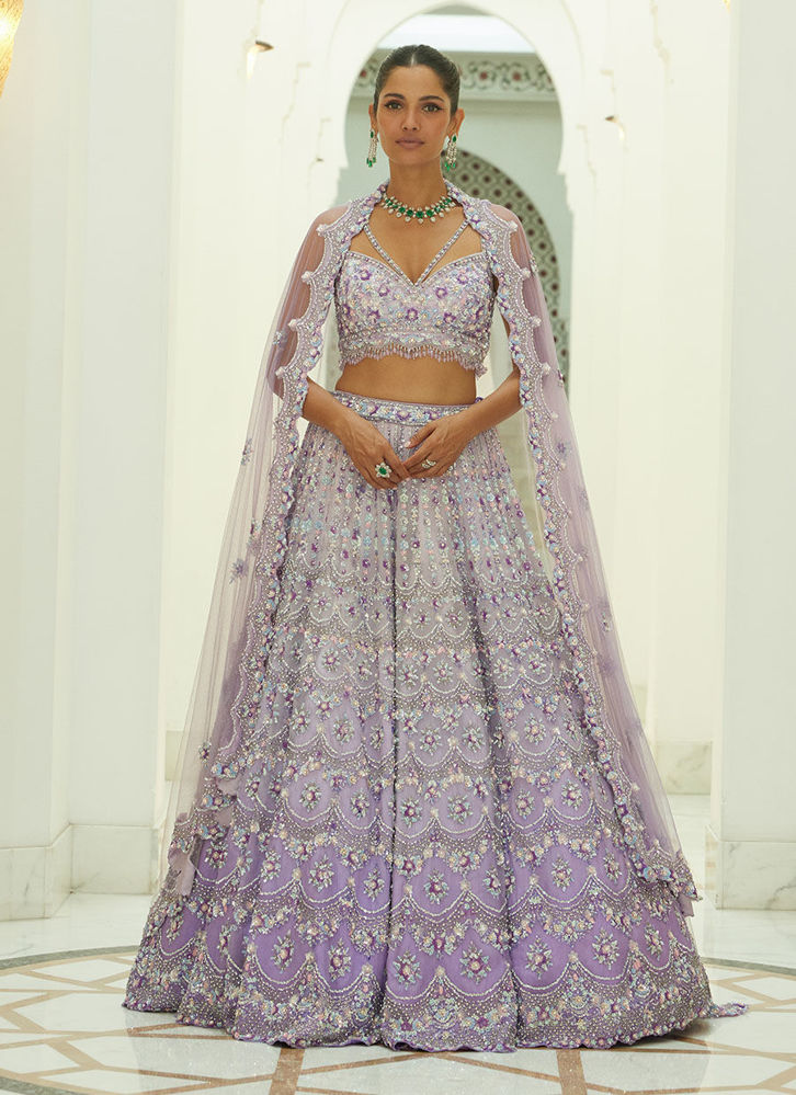 Picture of LILAC OMBRE ORGANZA LEHENGA CHOLI SET