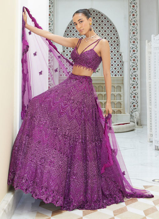 Picture of WINE NET LEHENGA CHOLI DUPATTA