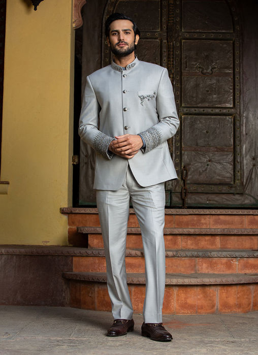 Picture of SILVER GREY JODHPUR SUIT