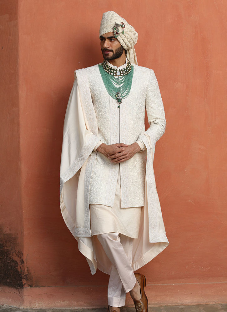 Picture of IVORY ACHKAN WITH KURTA AND TROUSER