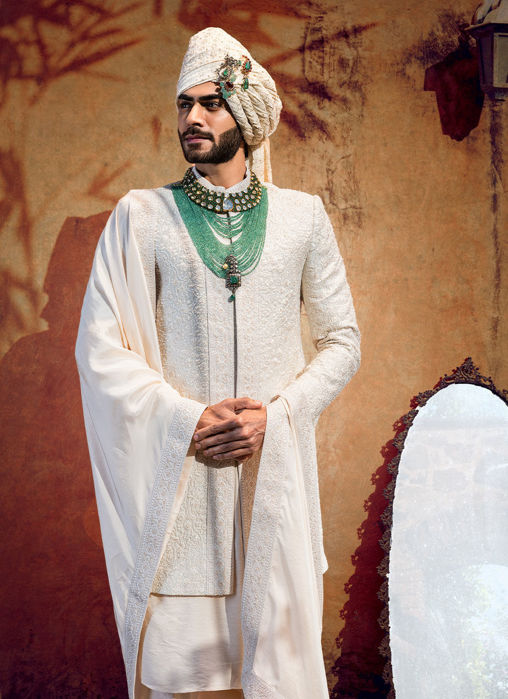 IVORY ACHKAN WITH KURTA AND TROUSER