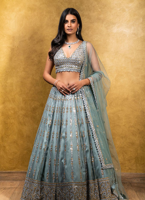 Picture of Jade Green Tulle Lehenga