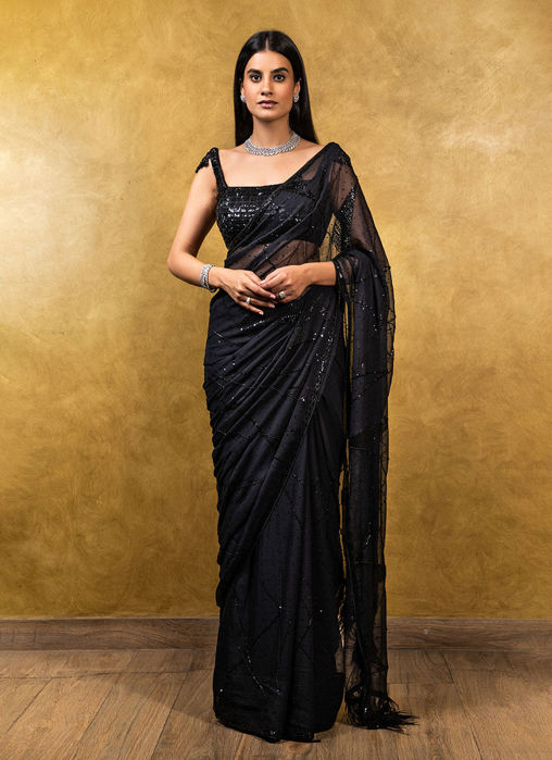 Picture of Black Chiffon Saree