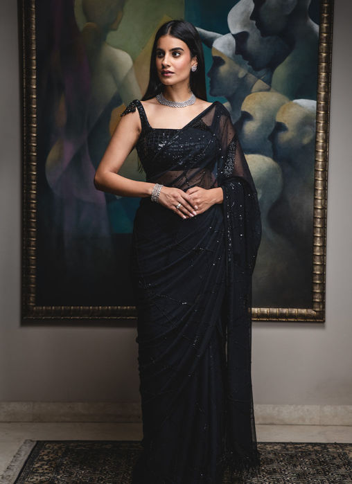 Black Chiffon Saree