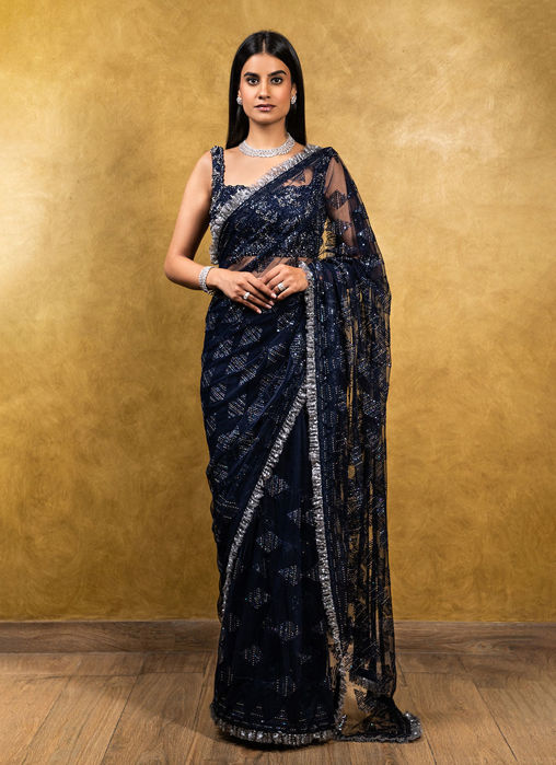 Picture of Navy Tulle Saree