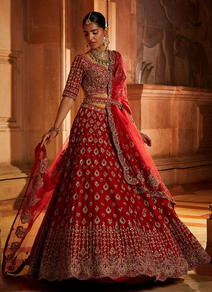 Picture of Nude Lehenga Choli with Worked Belt