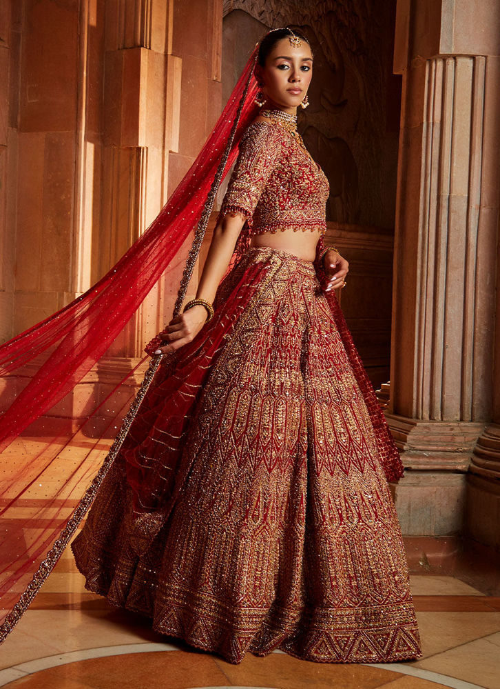Picture of Deep Red Lehenga Choli