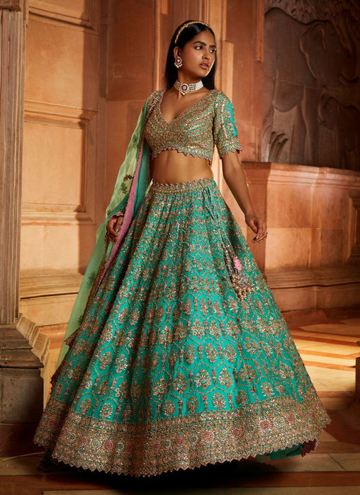 Picture of Teal Green Lehenga Choli