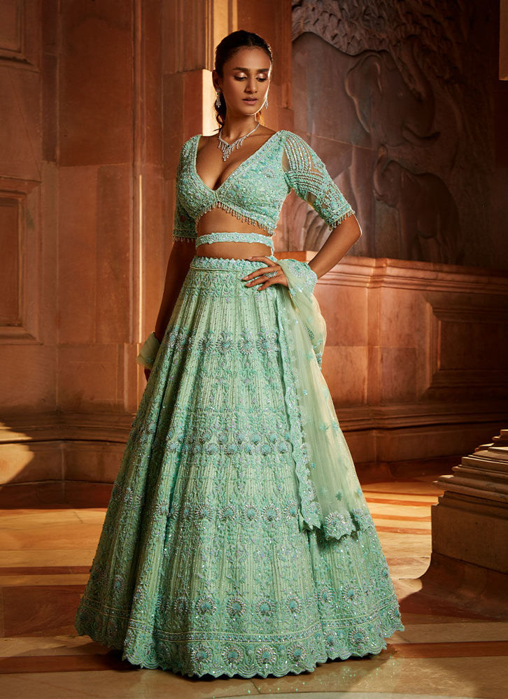 Picture of Vibrant Mint Green Lehenga Choli