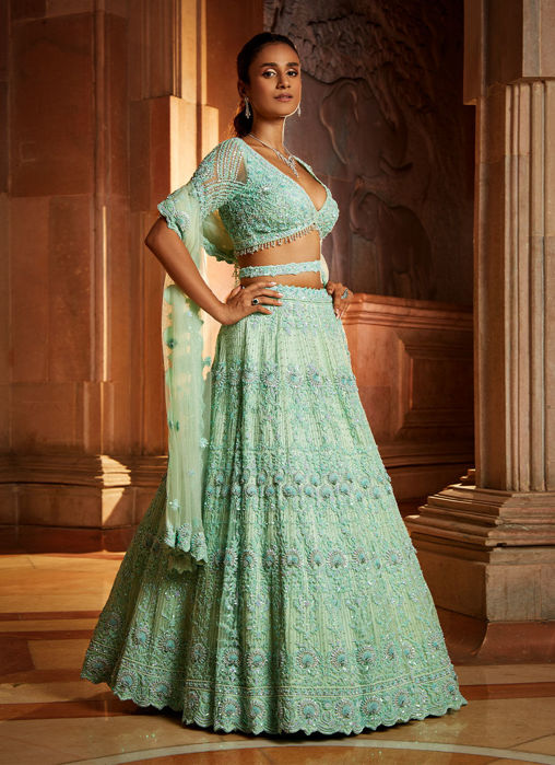 Vibrant Mint Green Lehenga Choli