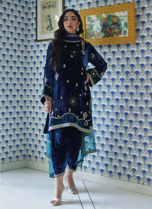 Picture of Lujain Navy Shirt And Dupatta
